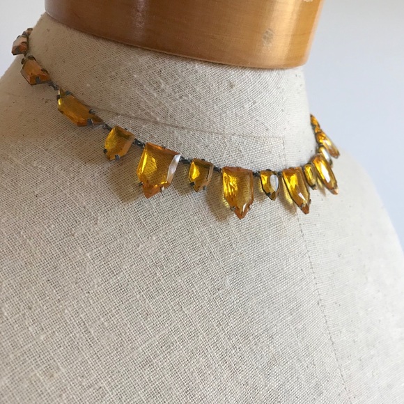 Art Deco Necklace Honey Amber Czech Glass Antique - Picture 6 of 8